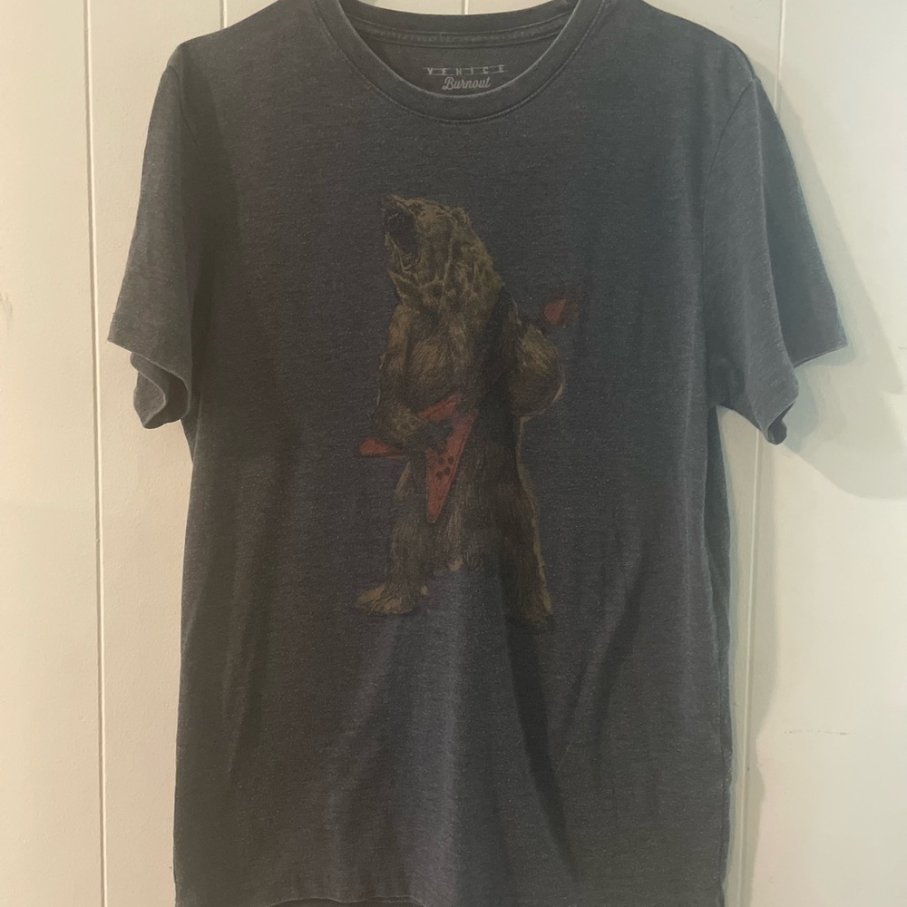 Lucky Brand Burnout Tee with Bear graphic